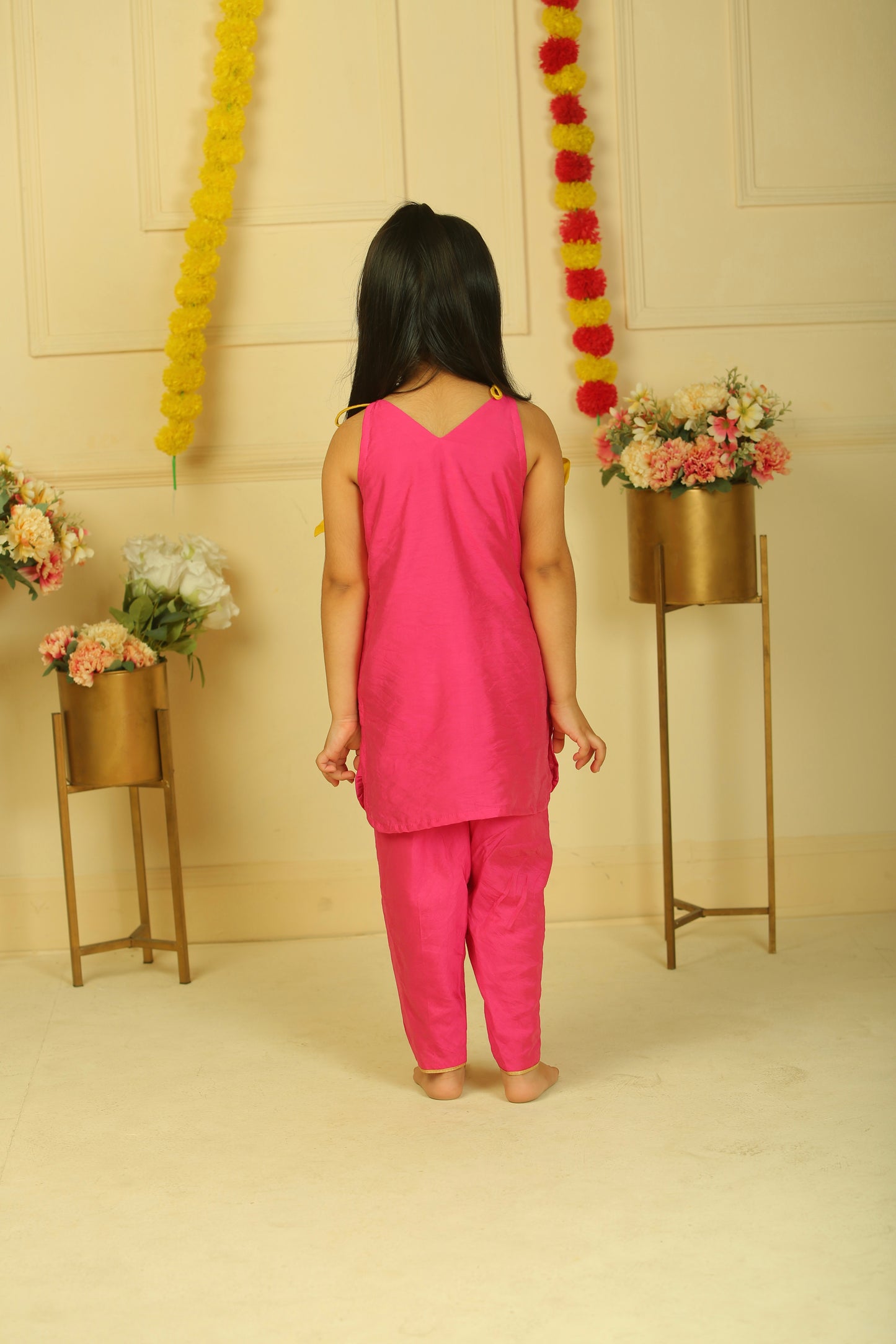 Pink halter kurta set