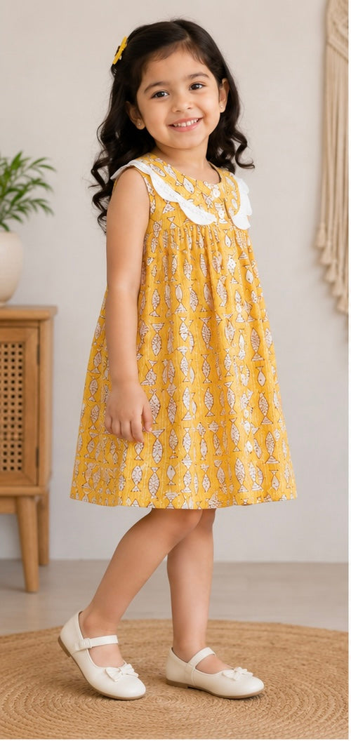 Yellow fish printed dress