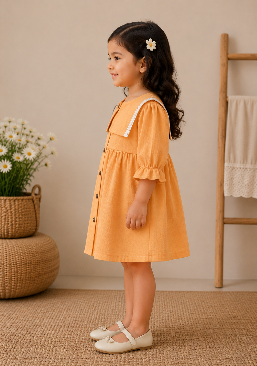 Peach collar dress
