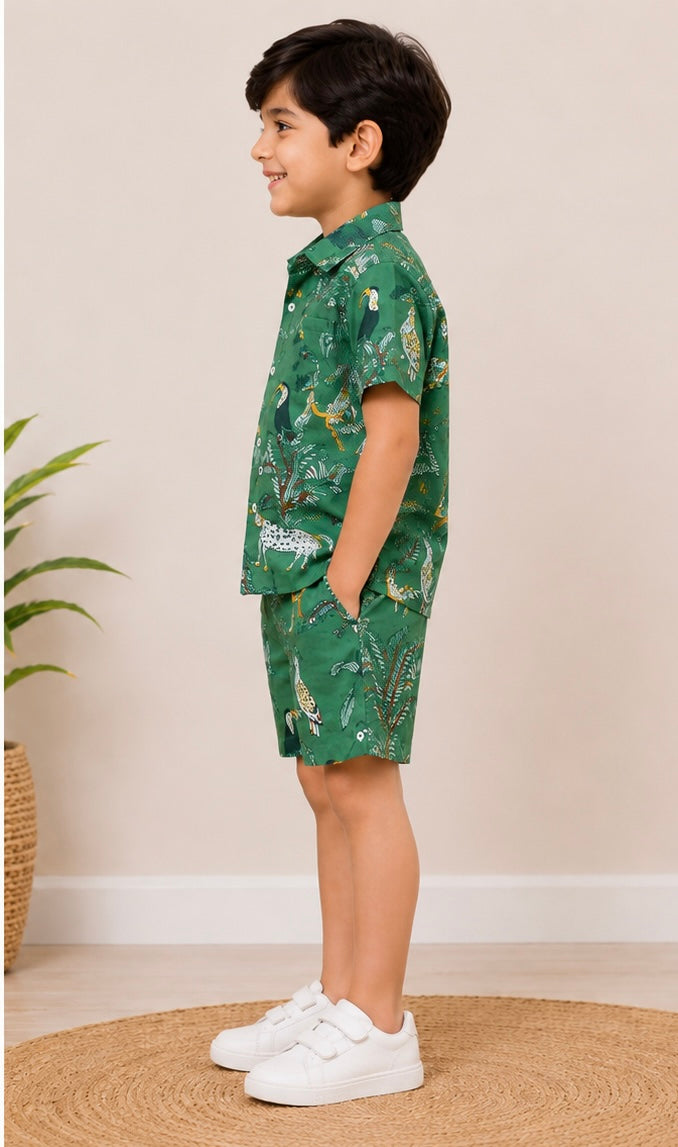 Green jungle printed cordset