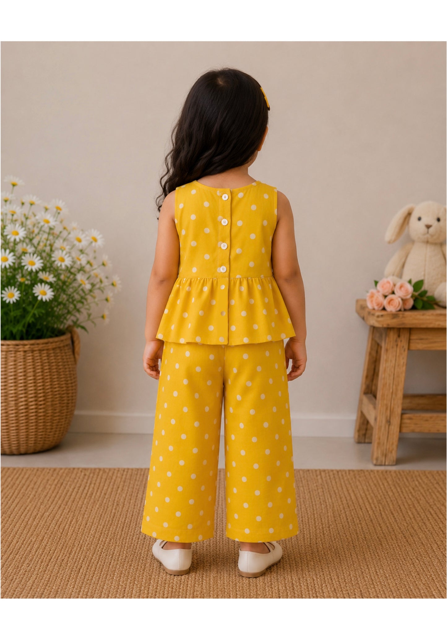 Yellow polka dot cord set
