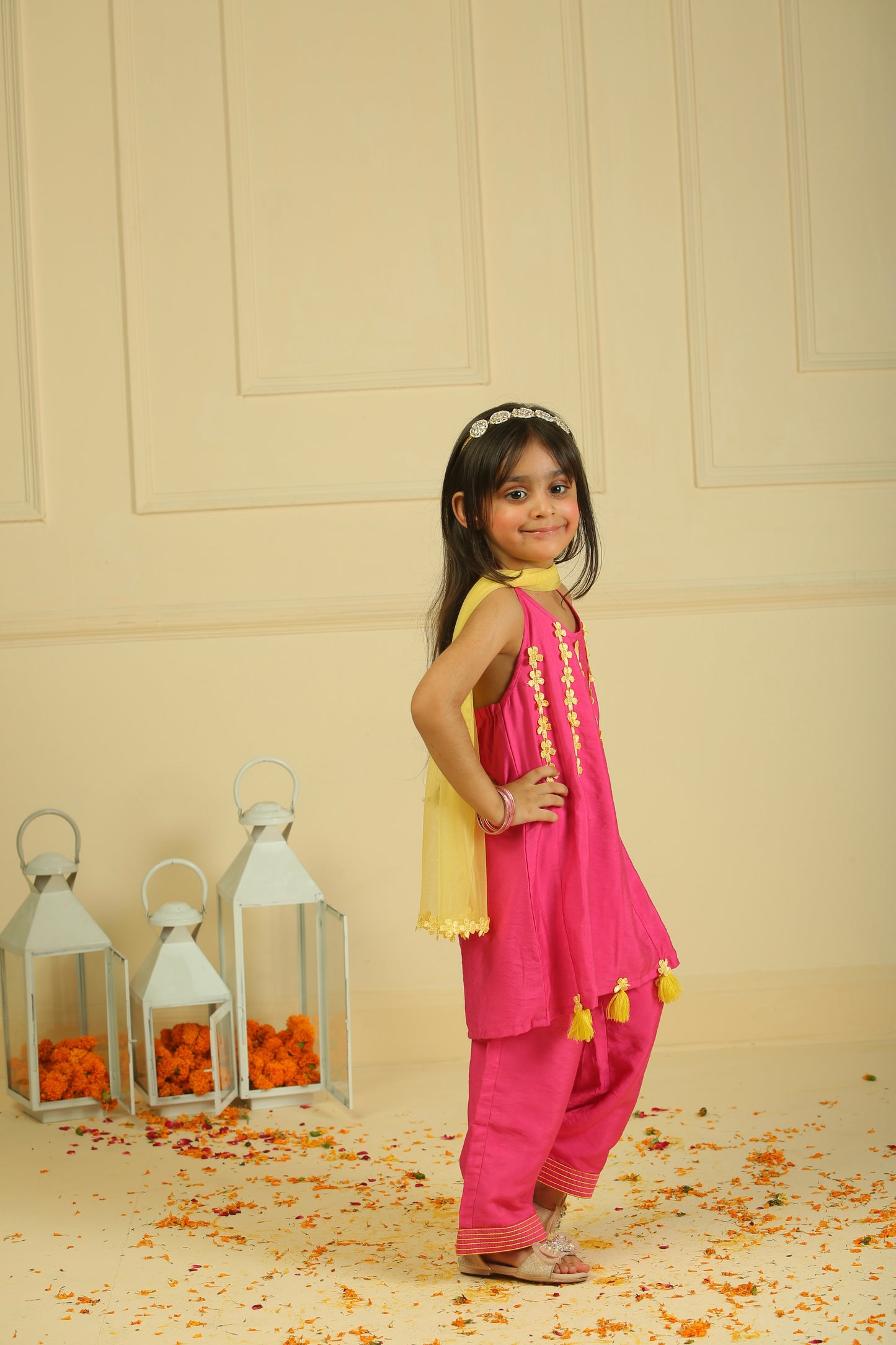 Rani pink halter top with straight pants