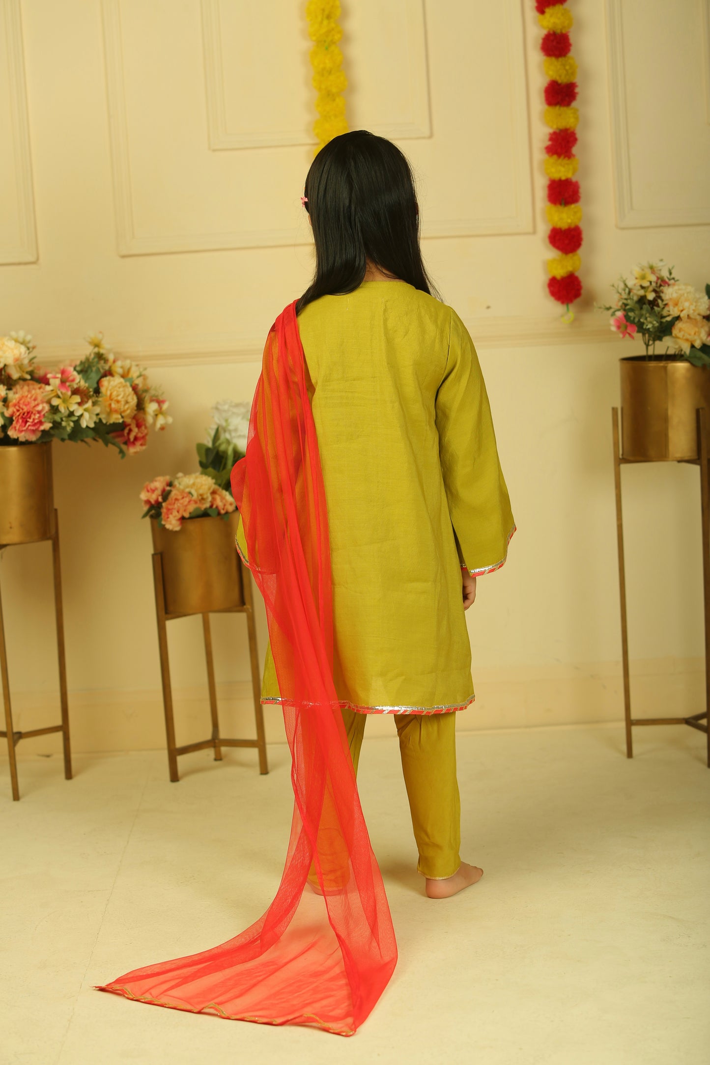 Golden yellow dhoti set - set of 3