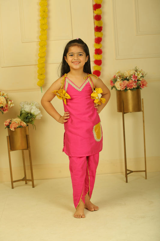Pink halter kurta set