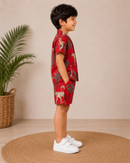 Red jungle printed cordset