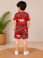 Red jungle printed cordset