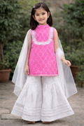 Pink Hand Block Printed Cotton Sharara Suit