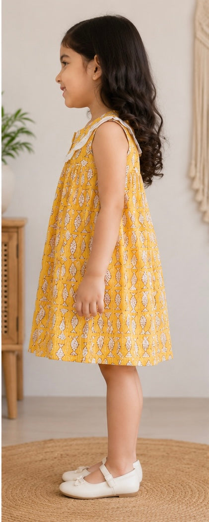 Yellow fish printed dress