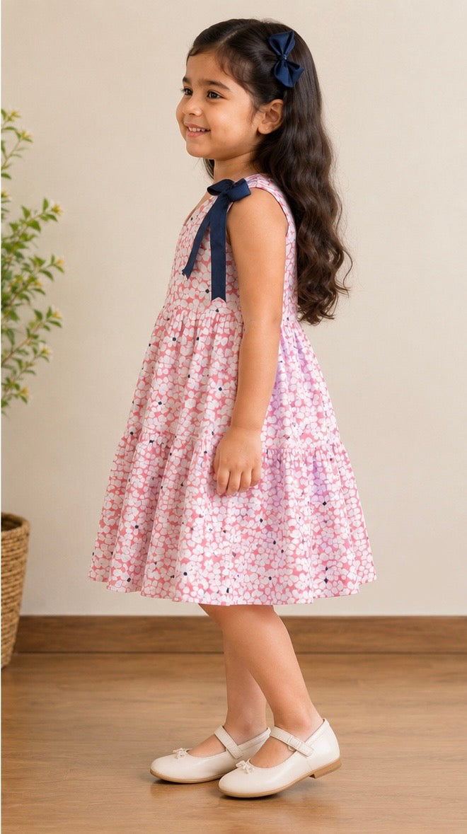 Pink floral printed dress