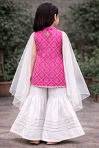 Pink Hand Block Printed Cotton Sharara Suit