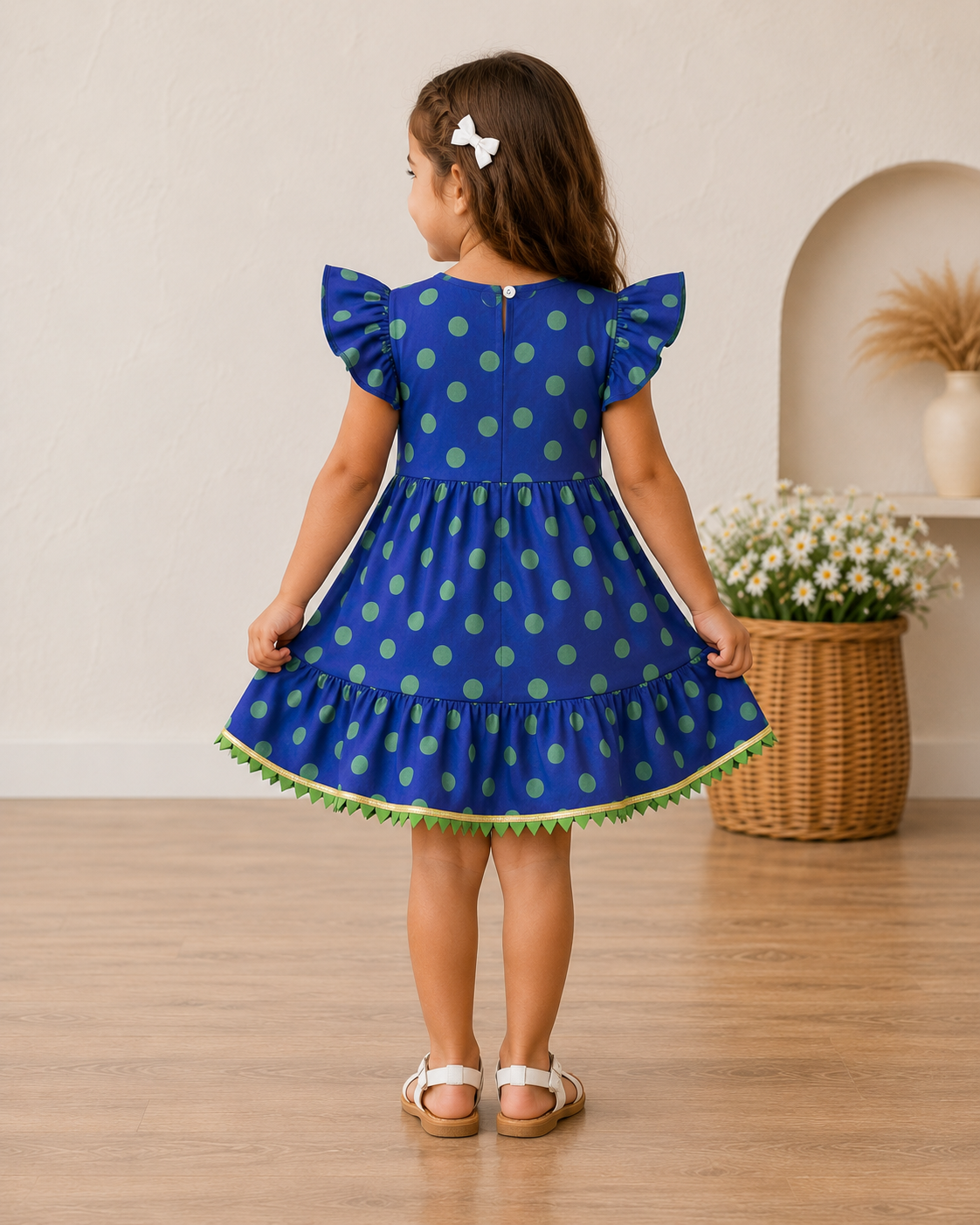 Blue polka dot dress