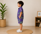 Purple jungle printed short set