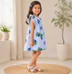 Blue strips and floral printed dress