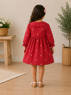 Red polka dot collar dress