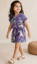 Purple jungle printed drawstring cordset