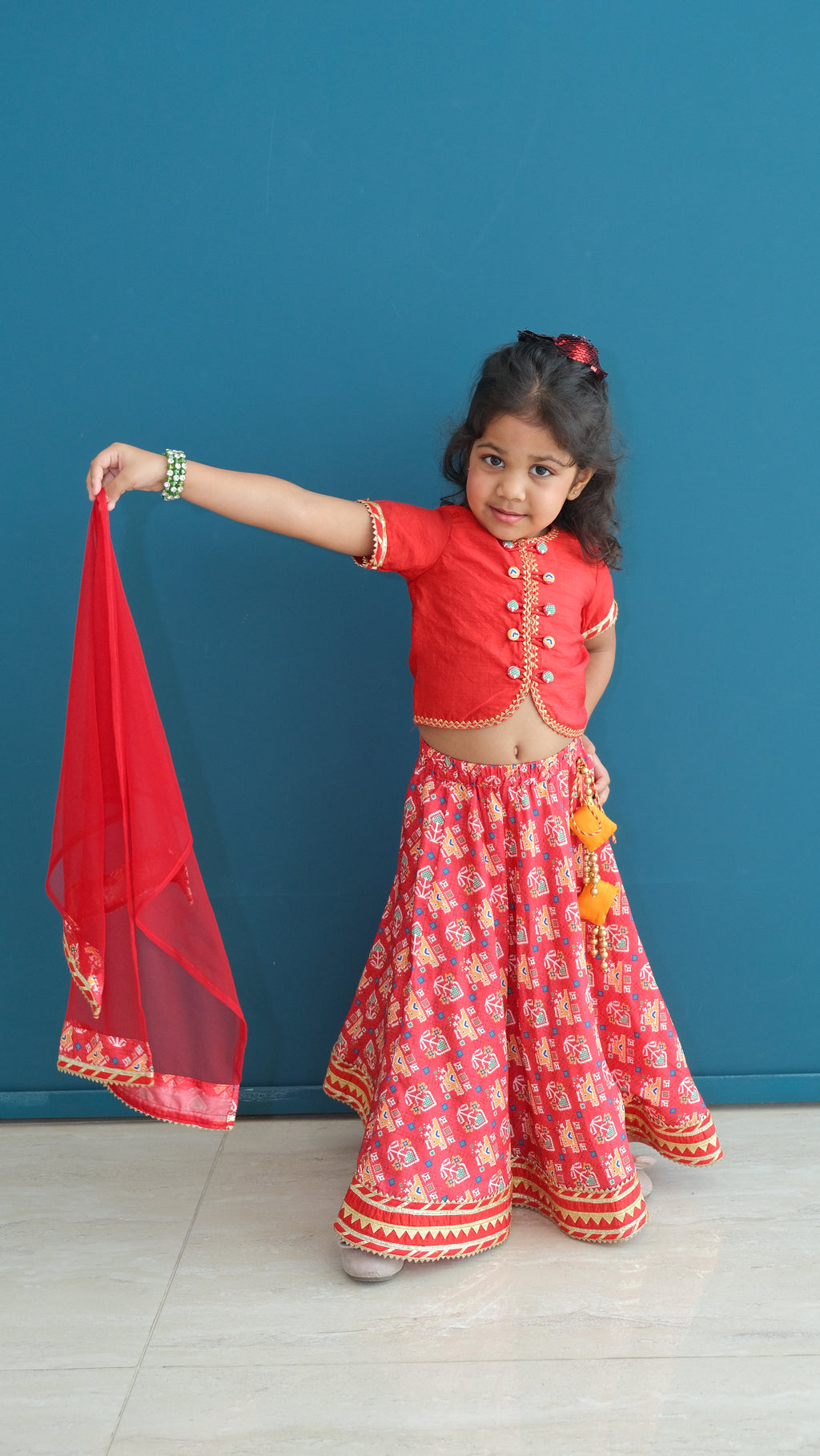 Red silk patolla lehnga set