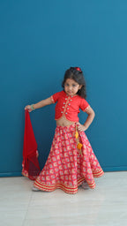 Red silk patolla lehnga set