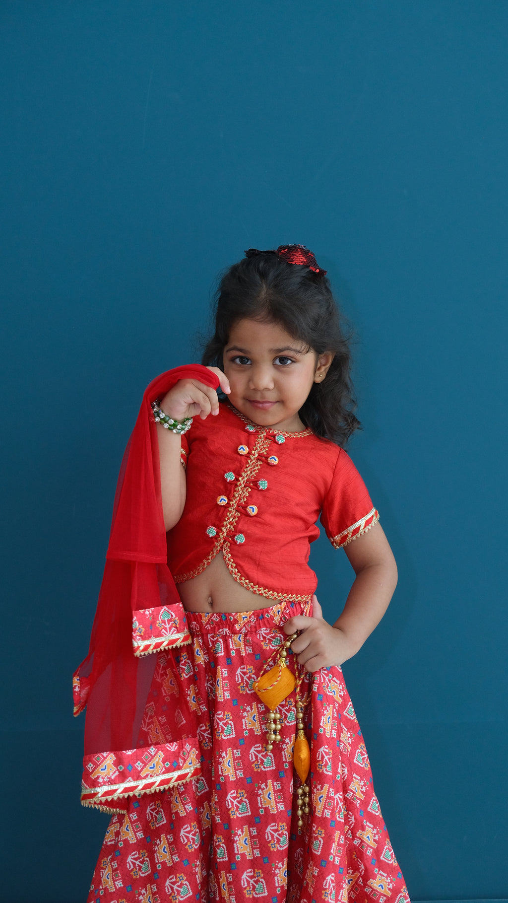 Red silk patolla lehnga set