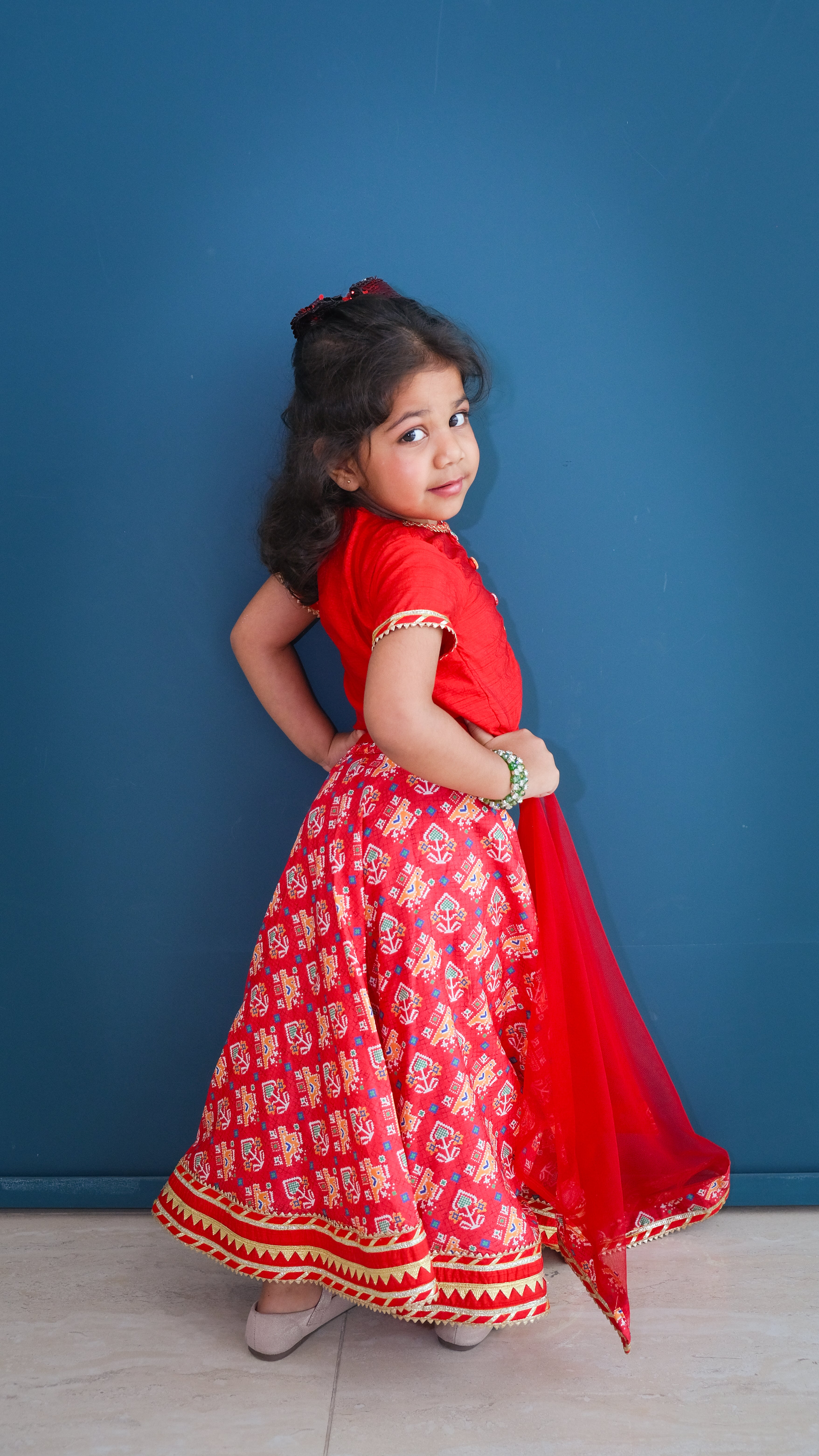 Red silk patolla lehnga set