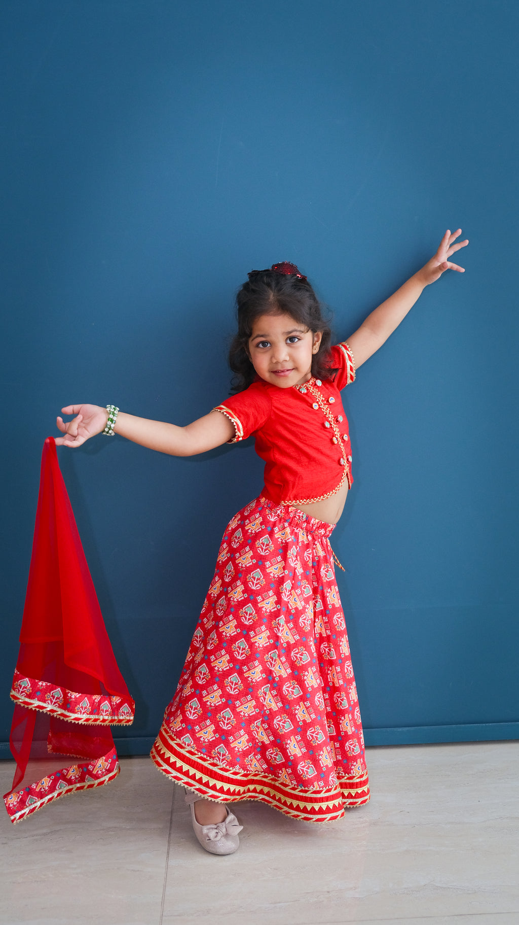 Red silk patolla lehnga set