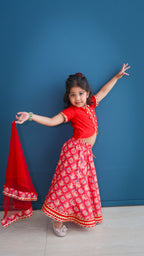 Red silk patolla lehnga set