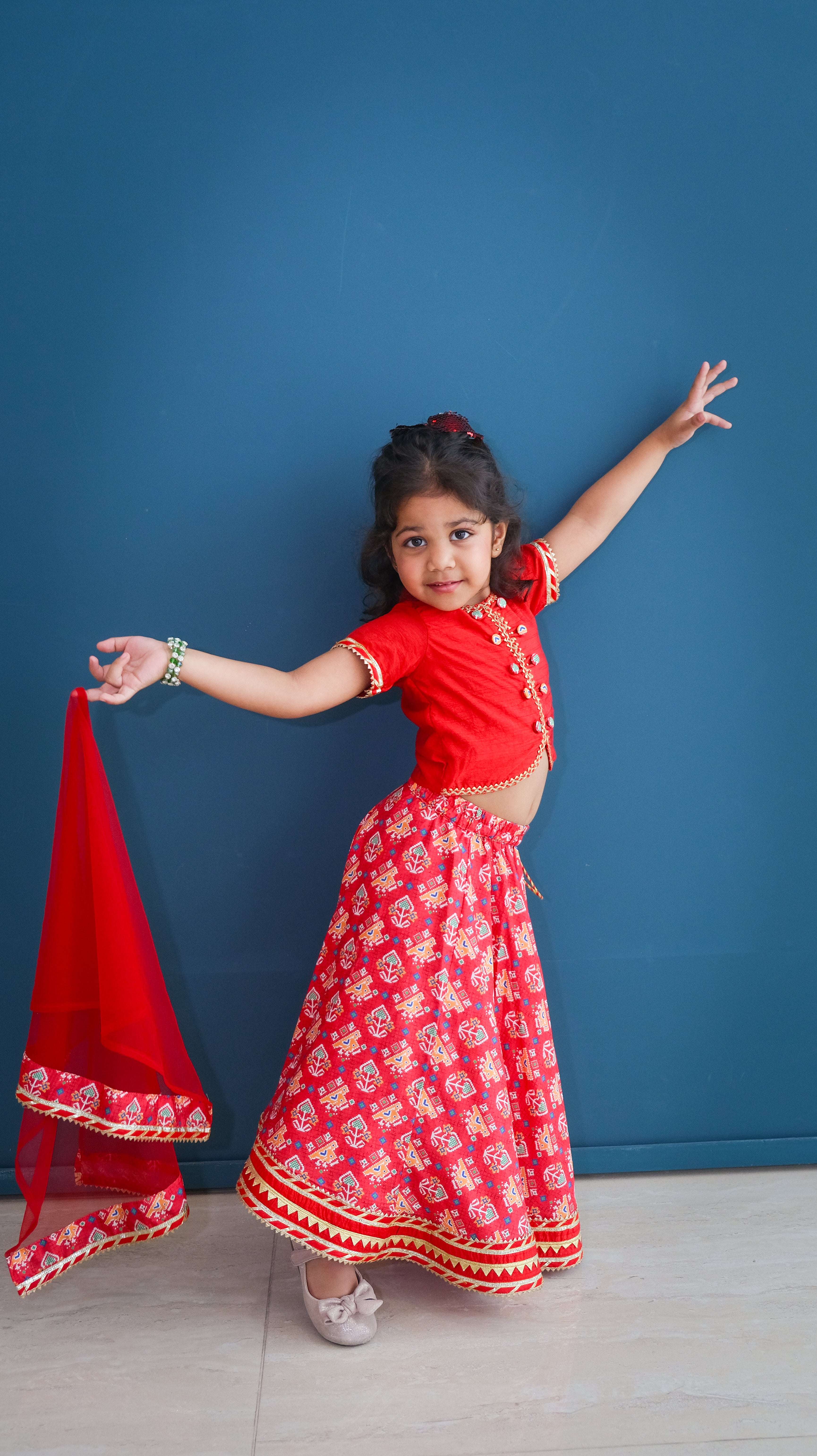 Red silk patolla lehnga set