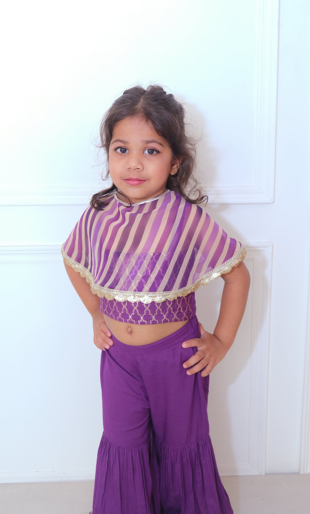 Purple Zari Chanderi Sharara Suit
