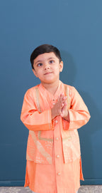 Peach Zari Chanderi Kurta with Pants