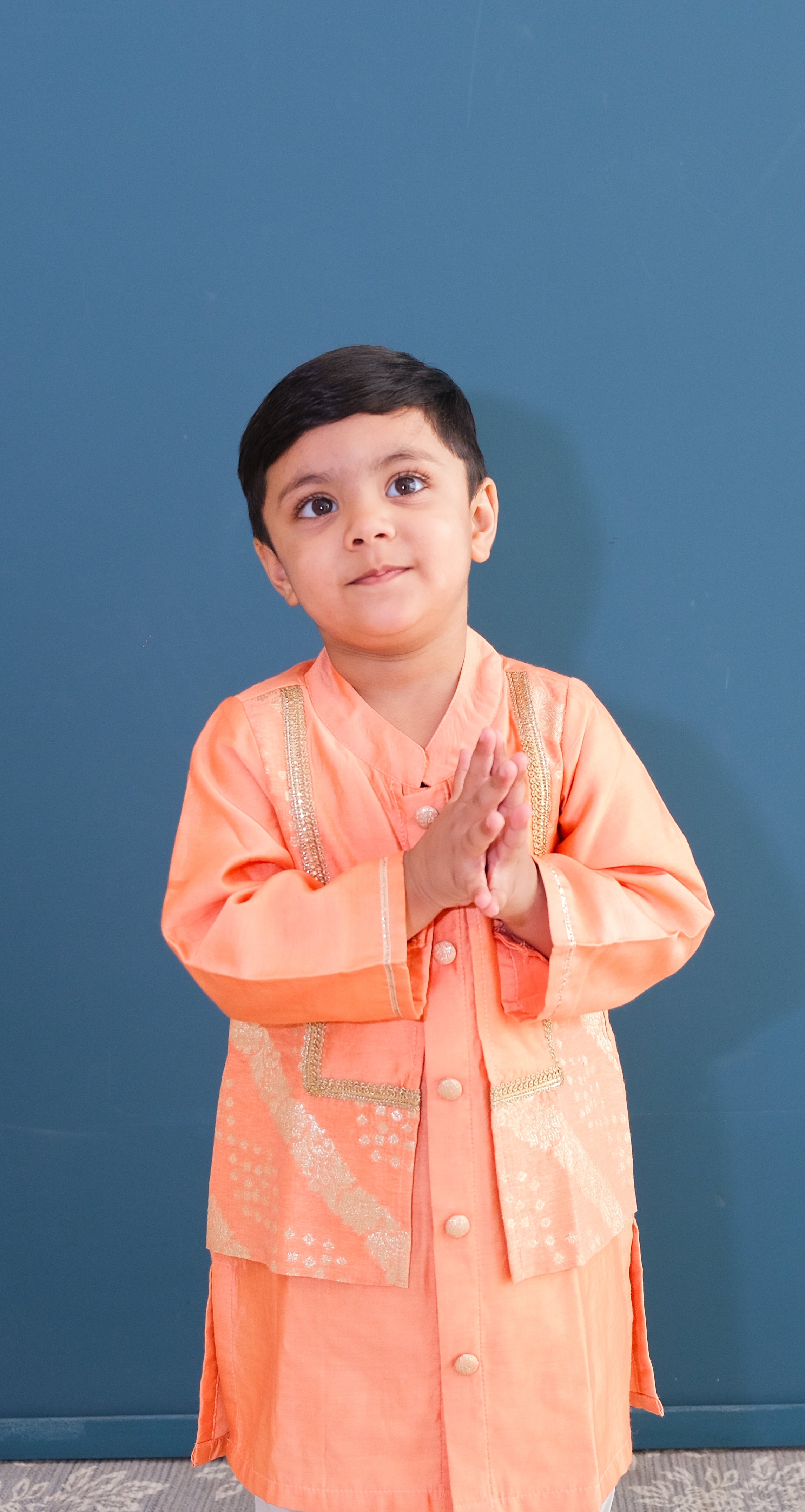 Peach Zari Chanderi Kurta with Pants