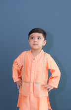 Peach Zari Chanderi Kurta with Pants