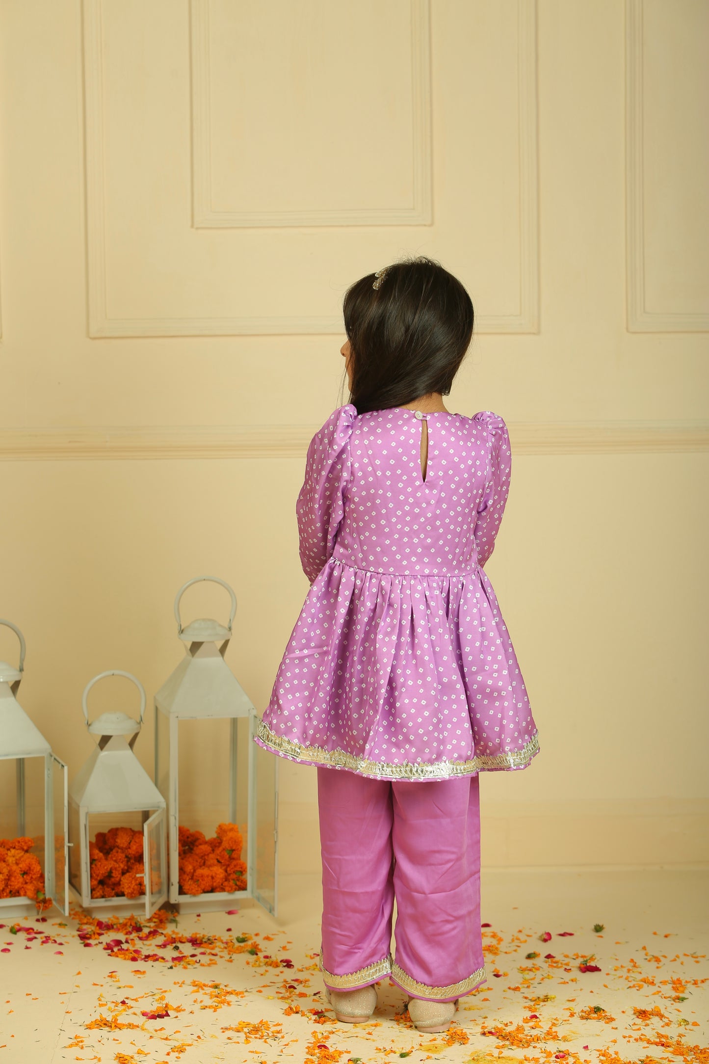 Bandhani peplum top with straight pants