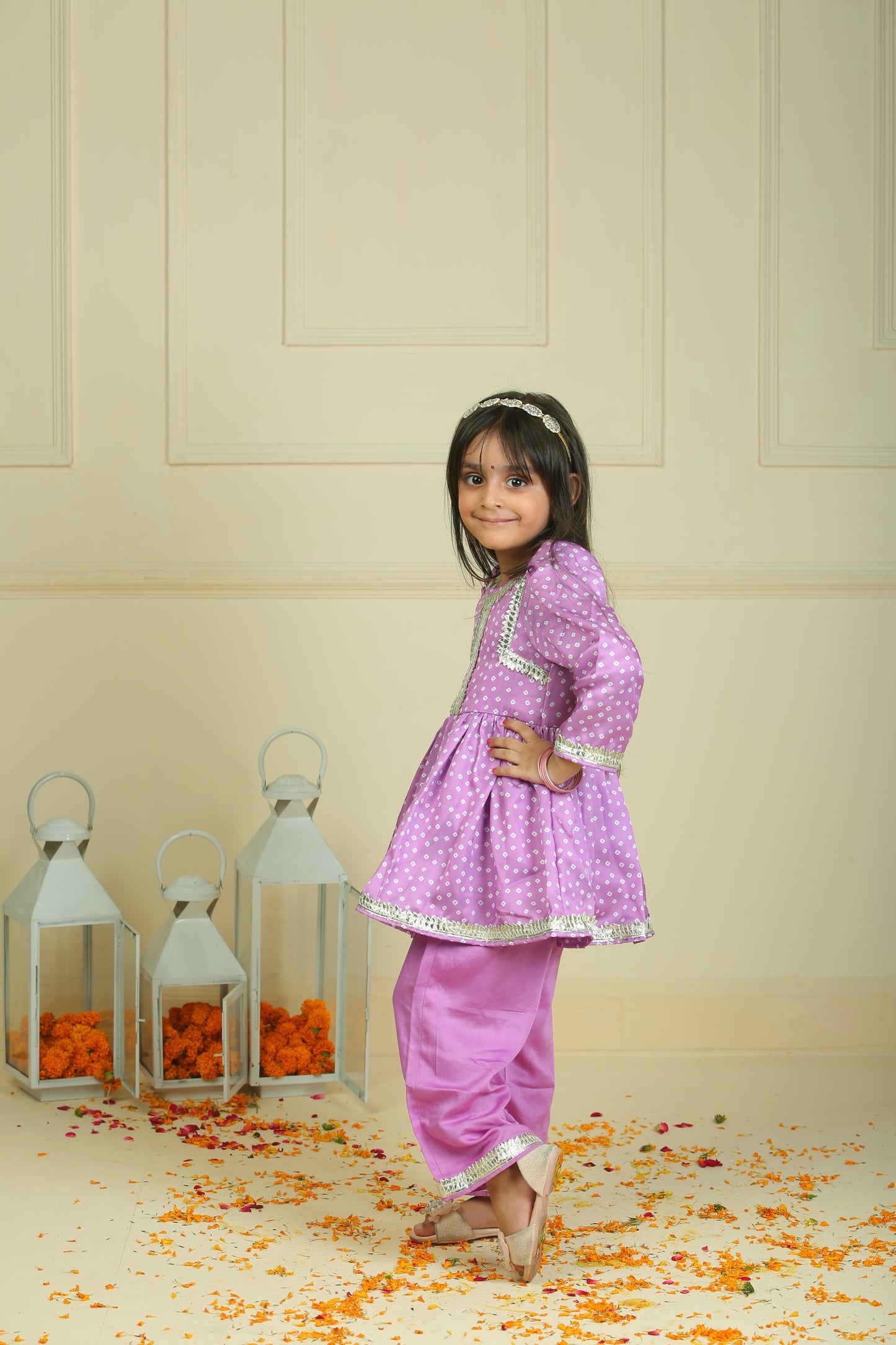 Bandhani peplum top with straight pants