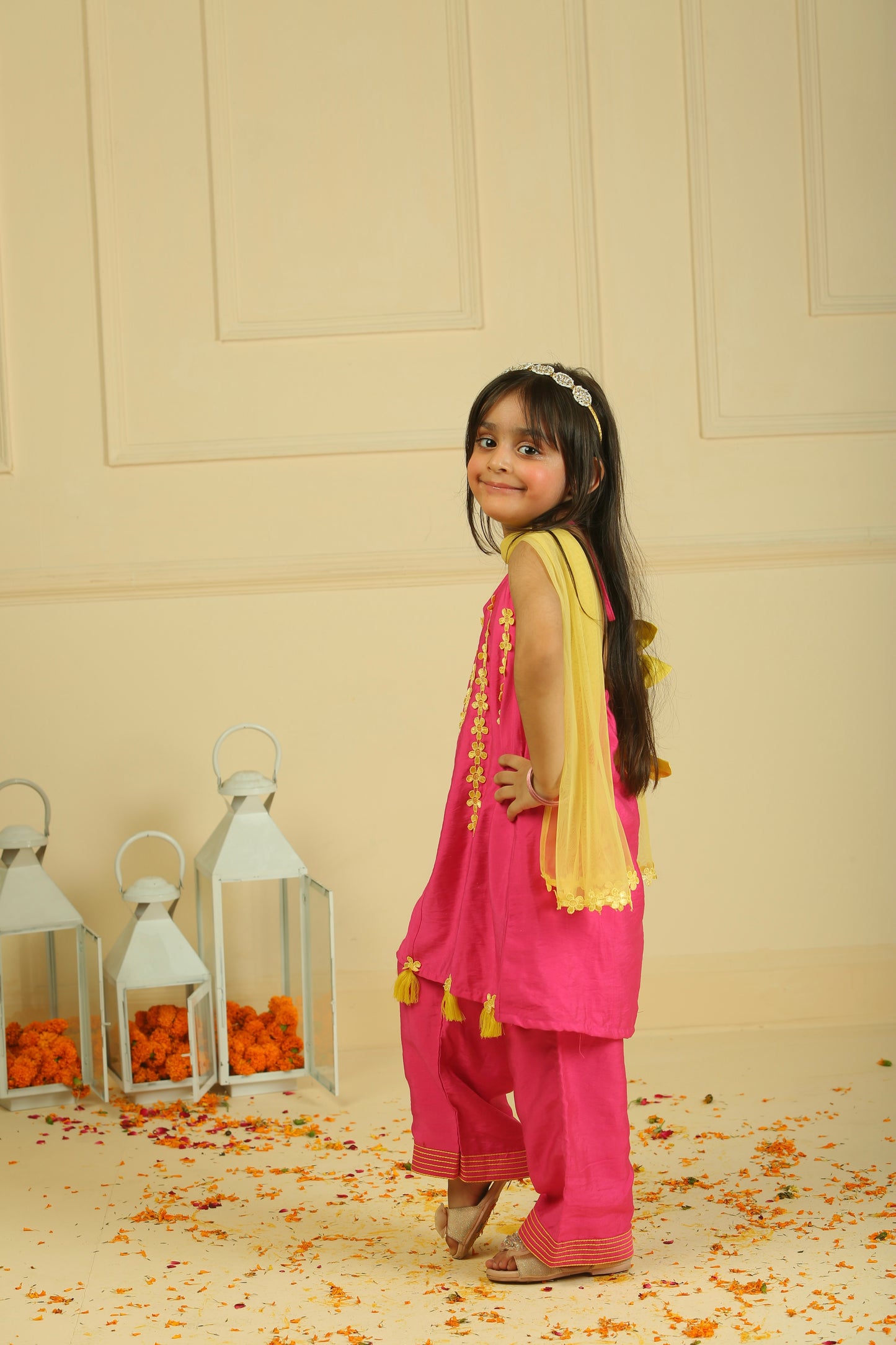 Rani pink halter top with straight pants