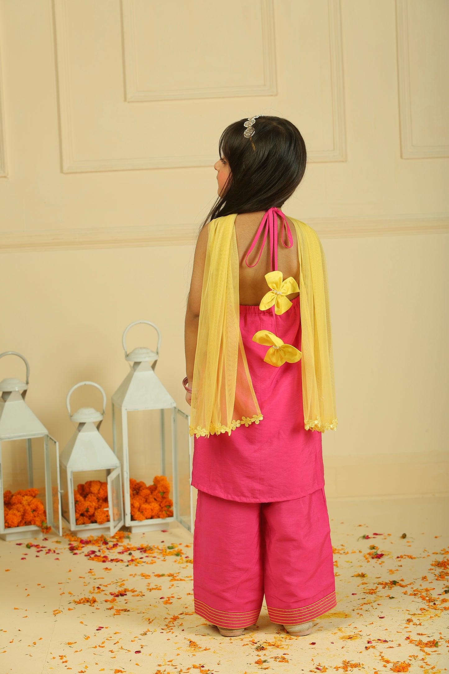 Rani pink halter top with straight pants