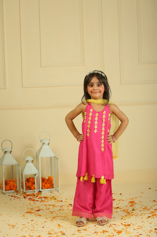 Rani pink halter top with straight pants