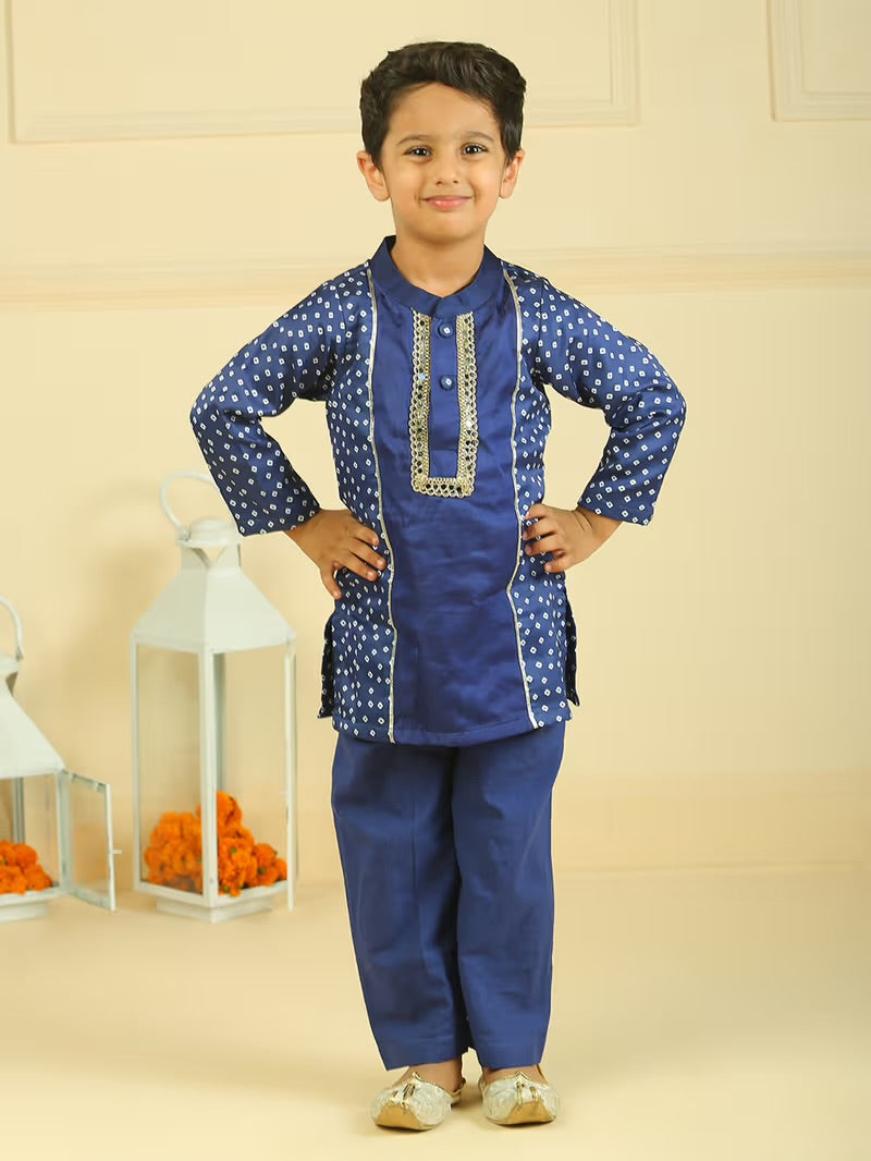 Blue bandhani kurta set