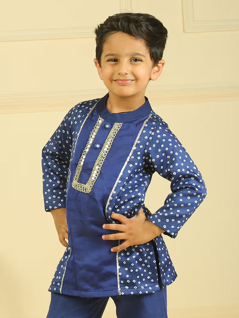Blue bandhani kurta set