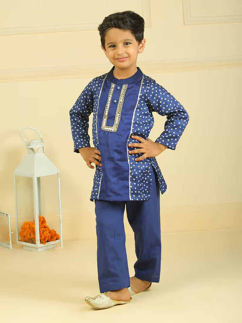 Blue bandhani kurta set