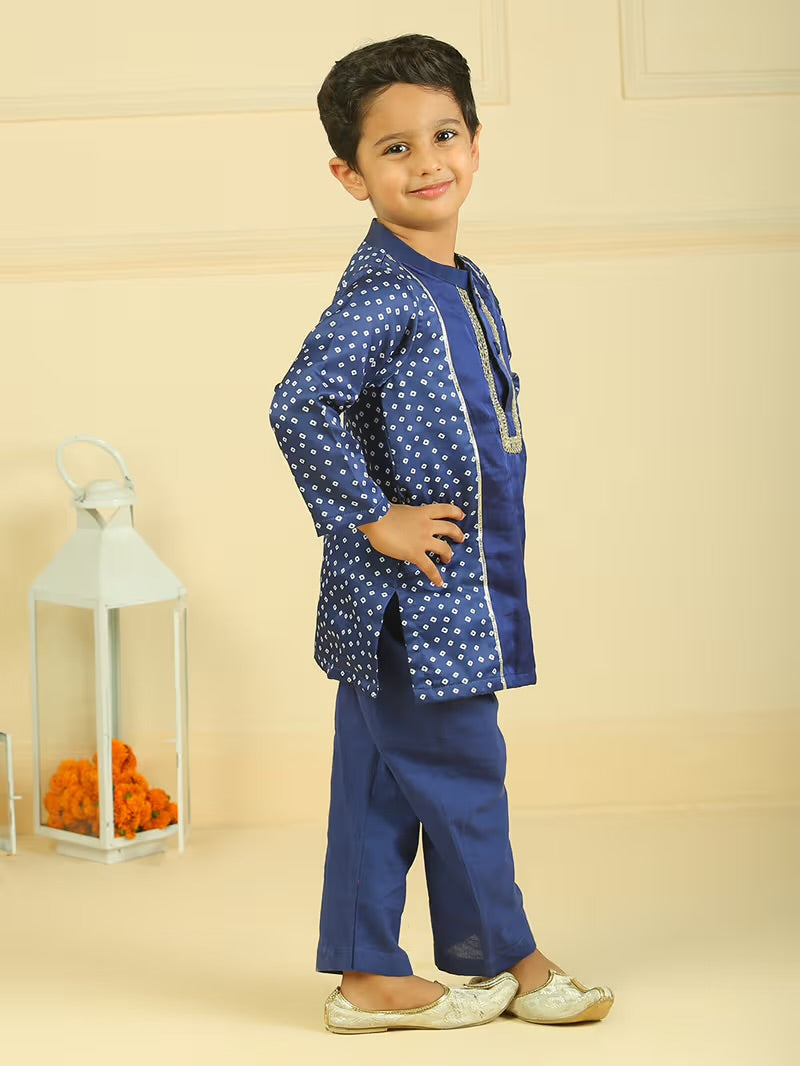 Blue bandhani kurta set