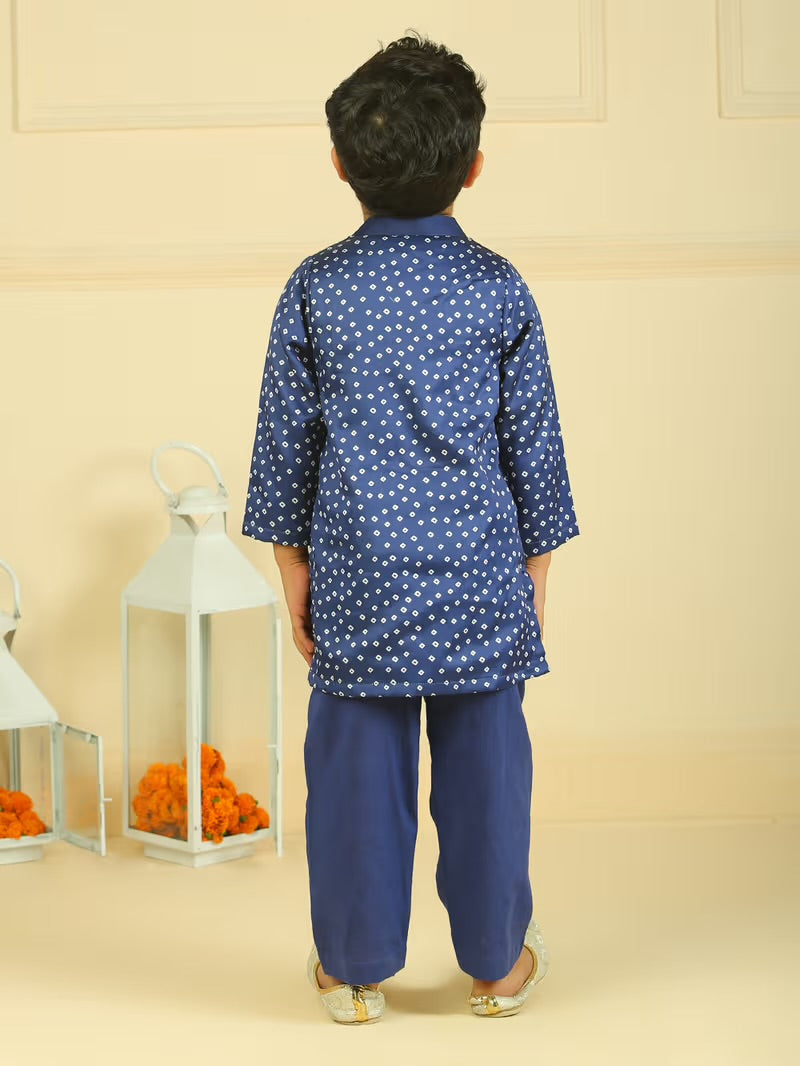 Royal Blue Bandhni Kurta set