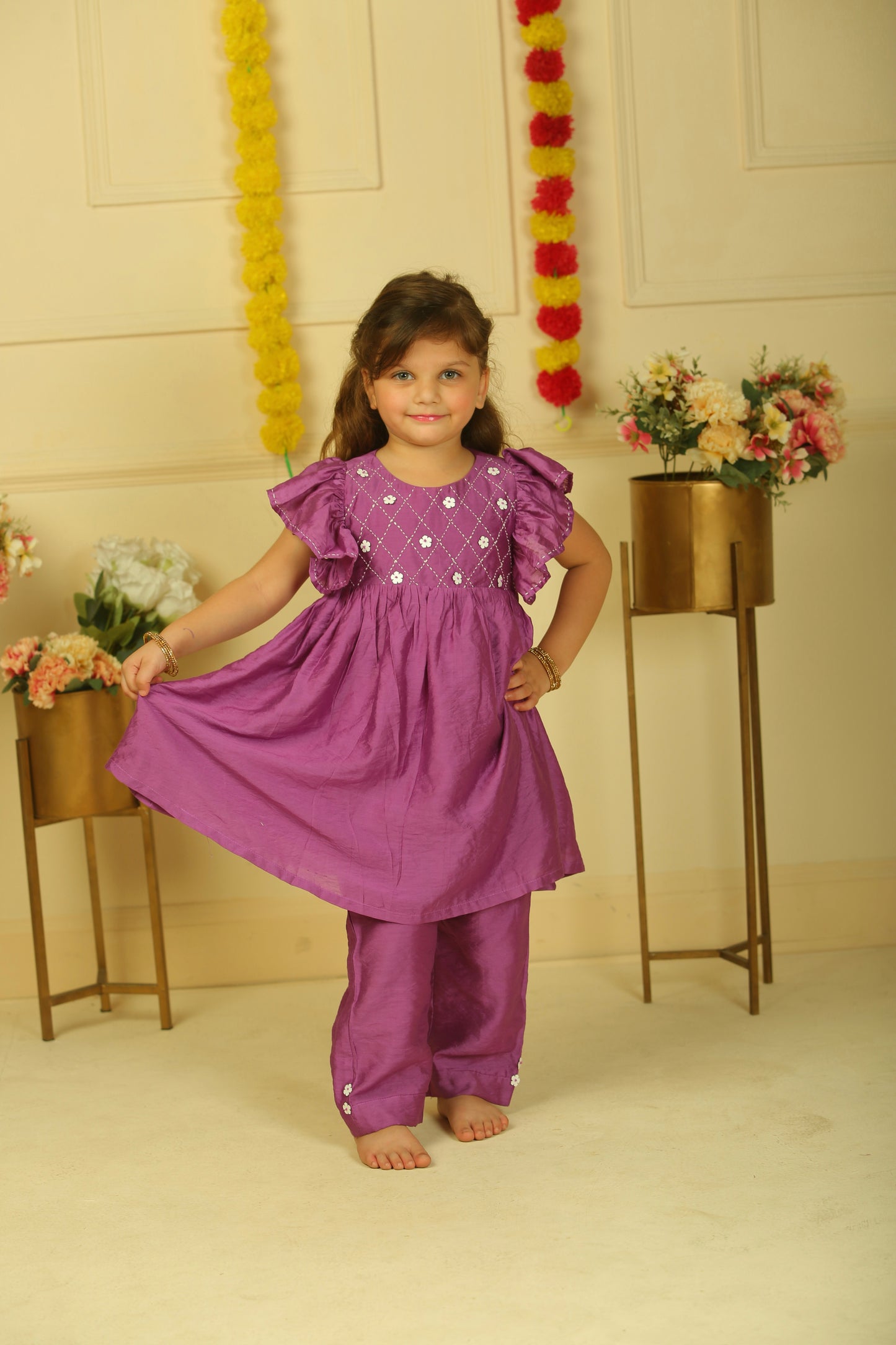 purple palazzo set - set of 2