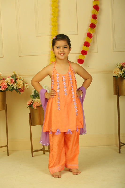 Orange halter suit set - set of 3