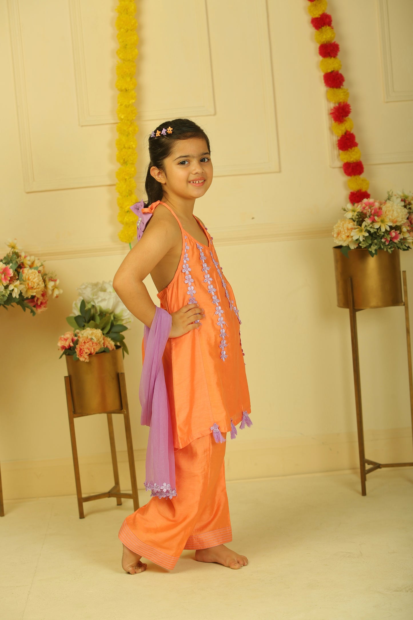 Orange halter suit set - set of 3