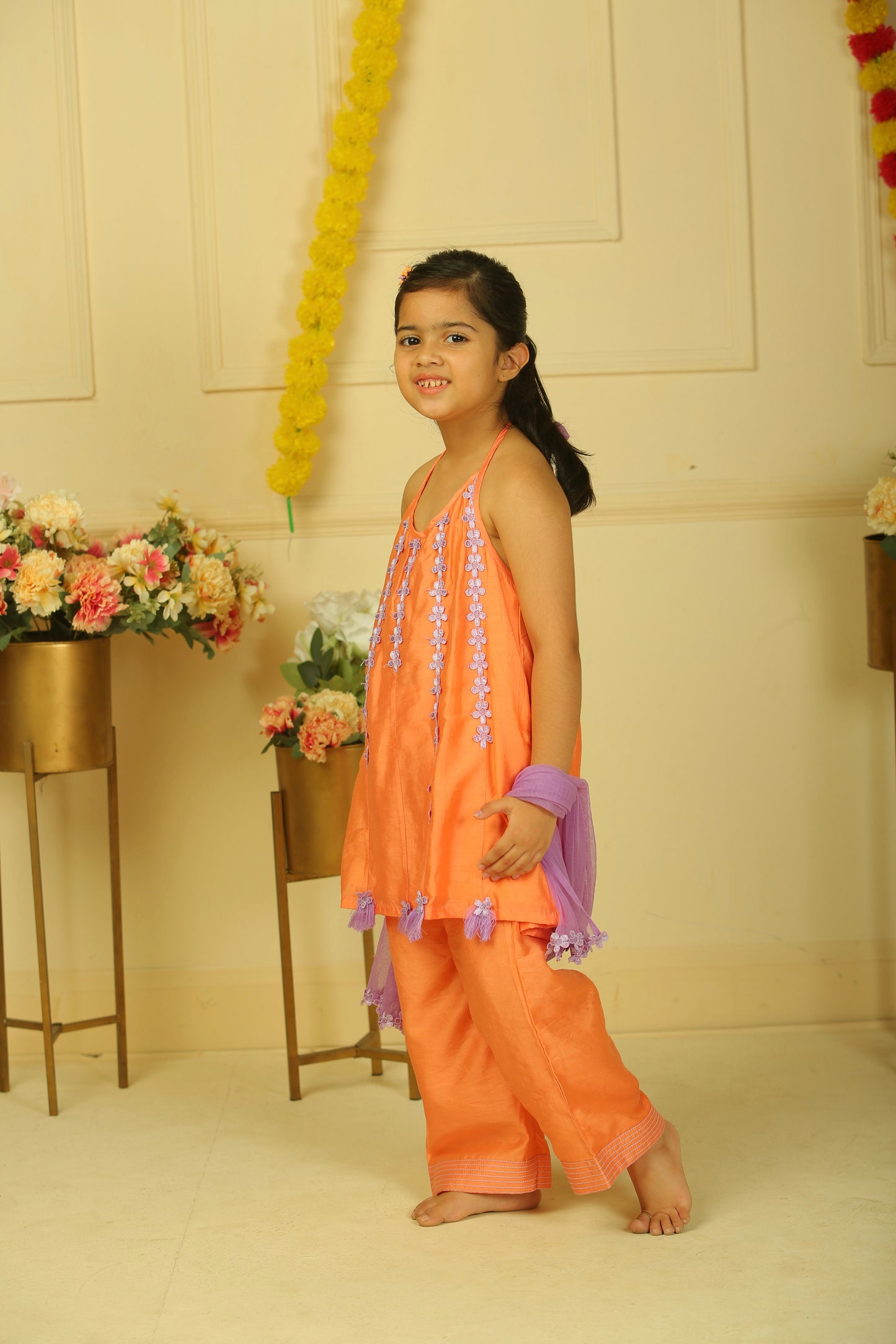 Orange halter suit set - set of 3