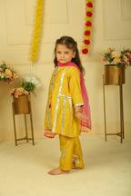 Mustard Yellow Lace Work Chanderi Suit