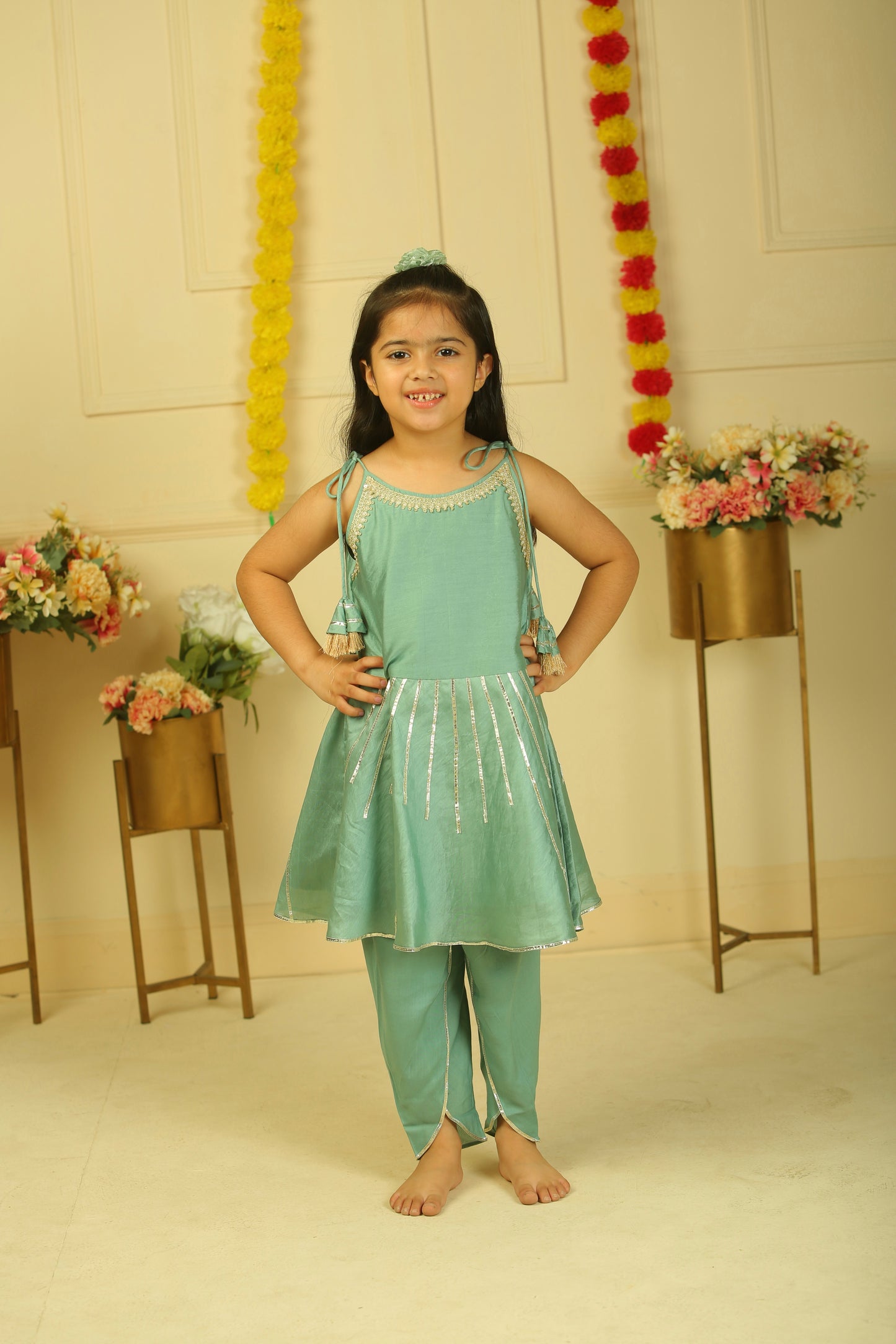 Sage green dhoti set - set of 2