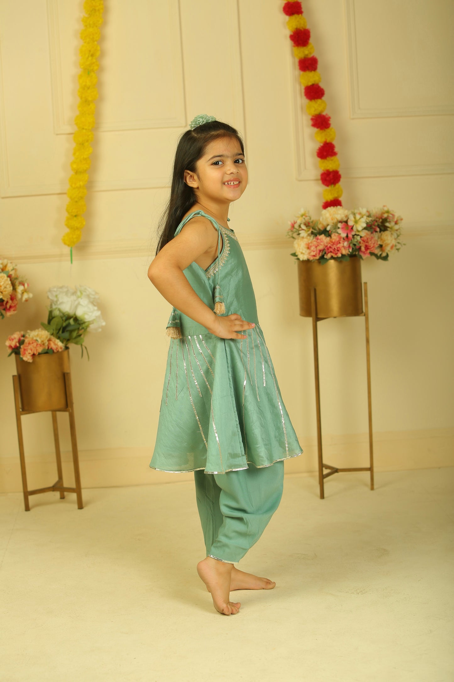 Sage green dhoti set - set of 2