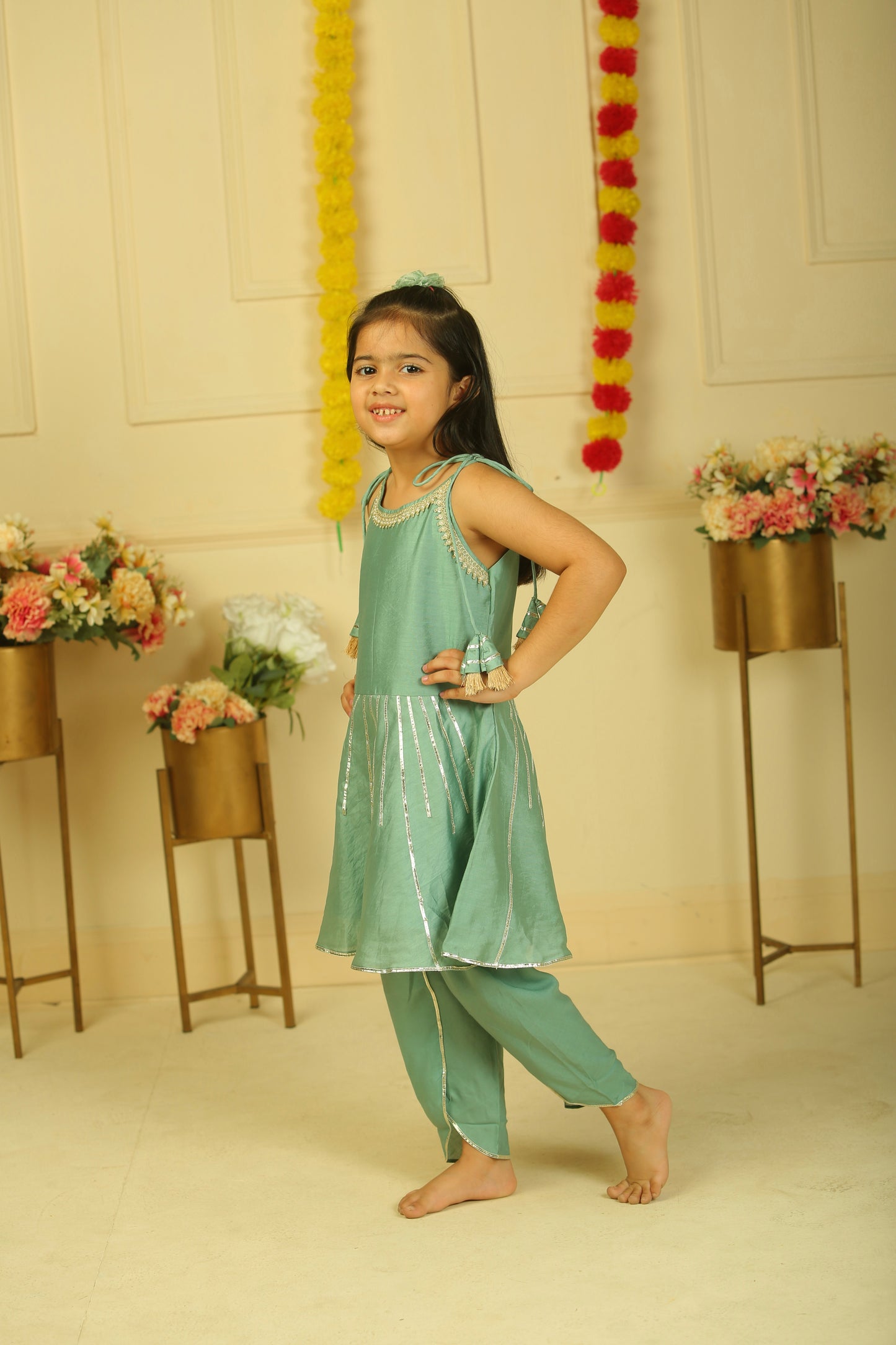 Sage green dhoti set - set of 2