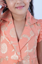 Peach Zari Chanderi Top with Dhoti Pants