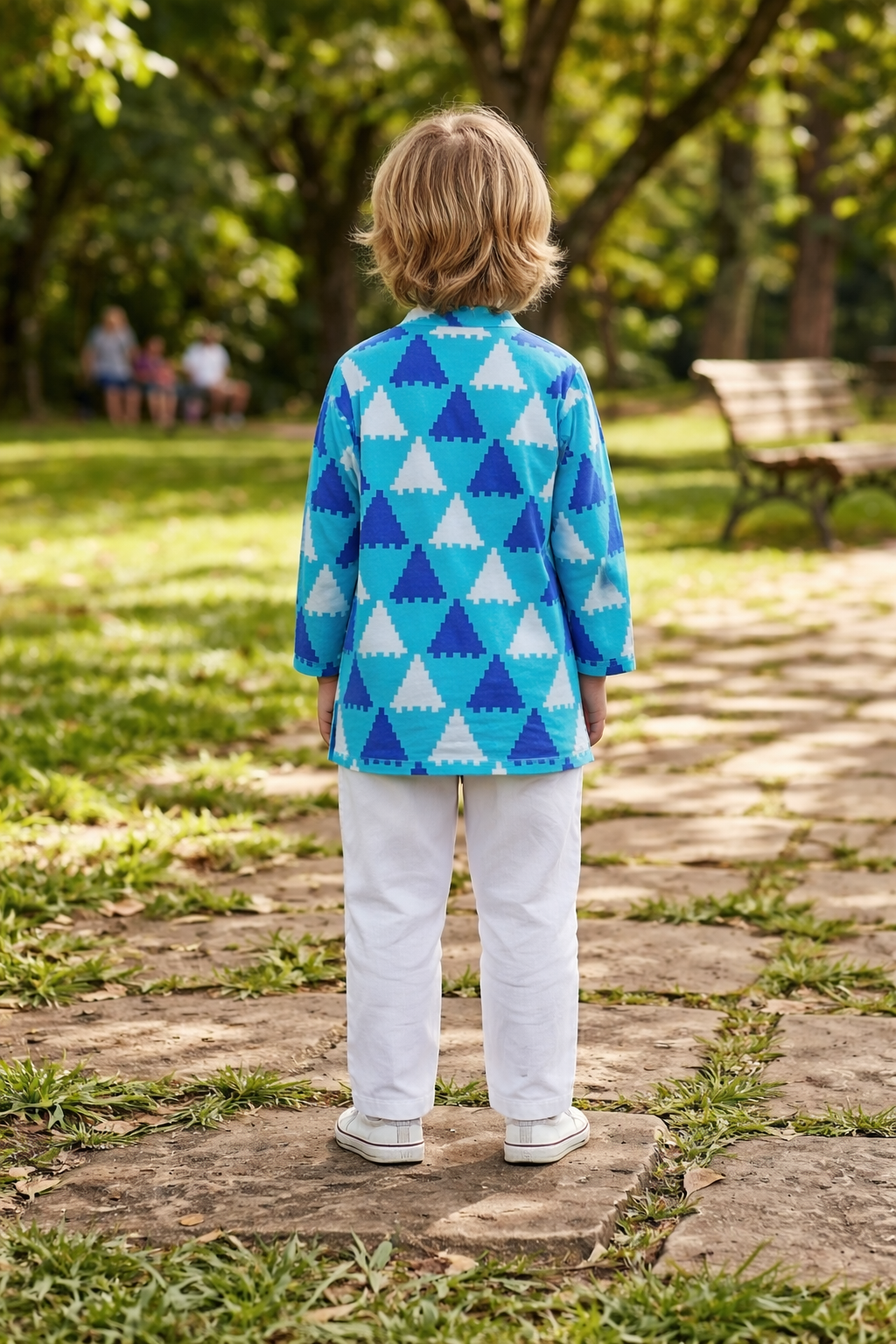 Blue Printed Cotton Kurta with Pajama
